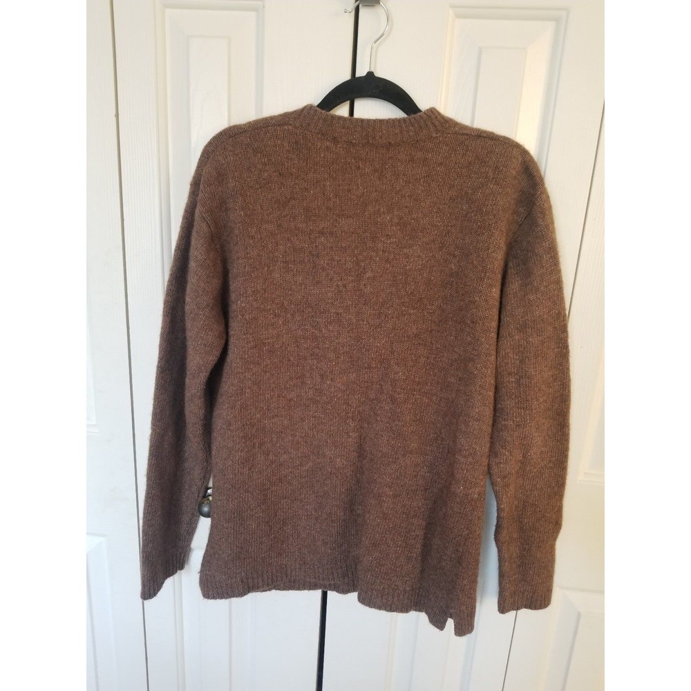 Vintage wool button cardigan sweater lambswool brown M khaite style - Picture 3 of 8